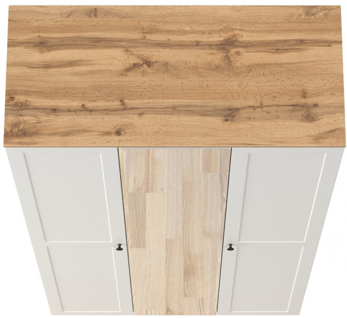 Остин 13.336.03 Шкаф для одежды(три двери, на средней есть зеркало), цвет белый шагрень/дуб крафт золотой, ШхГхВ 120х54,6х229,8 см., ун. сборка