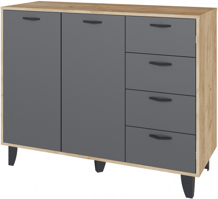 Комод Катрин-12 дуб крафт золотой/графит серый