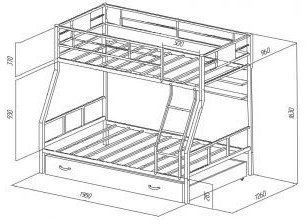 Двухъярусная кровать Гранада-1ПЯ, коричневая / Дуб (Дуб молочный, Серый)