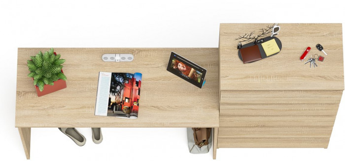 Мори Стол письменный МСП1200.1 + Комод МК700.5, цвет дуб сонома, ШхГхВ 190,8х50х114 см., универсальная сборка