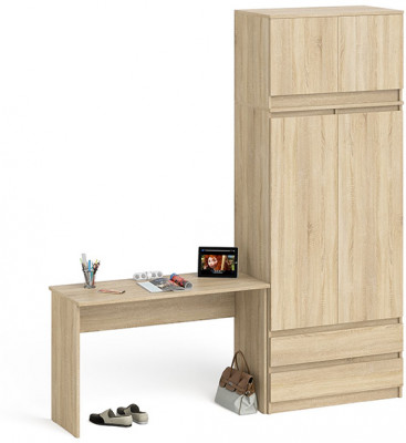 Мори Стол письменный МСП1200.1 + Шкаф МШ900.1 + Антресоль МА900.1, цвет дуб сонома, ШхГхВ 210,8х50,4х234,2 см., универсальная сборка