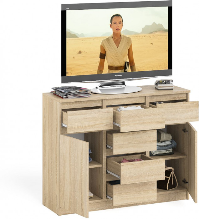 Мори Комод МК1200.4, цвет дуб сонома, ШхГхВ 120,4х41х94 см.