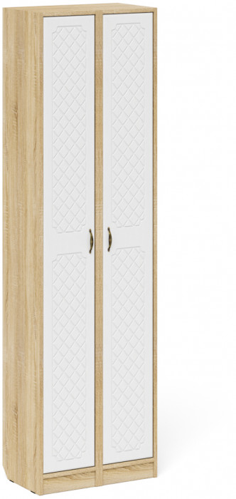 Прихожая П-6 Пенал + Пенал, цвет дуб сонома/фасады МДФ белое дерево фрезеровка ромб, ШхГхВ 60х35х210 см., универсальная сборка