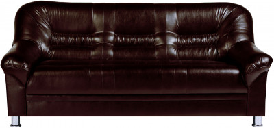 Диван кожаный коричневый, прямой 3-х местный, для дома, офиса, гостиной, кабинета Карелия
