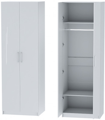 Шкаф двухдверный №1 "Иннэс-7" - Белый/Белый глянец