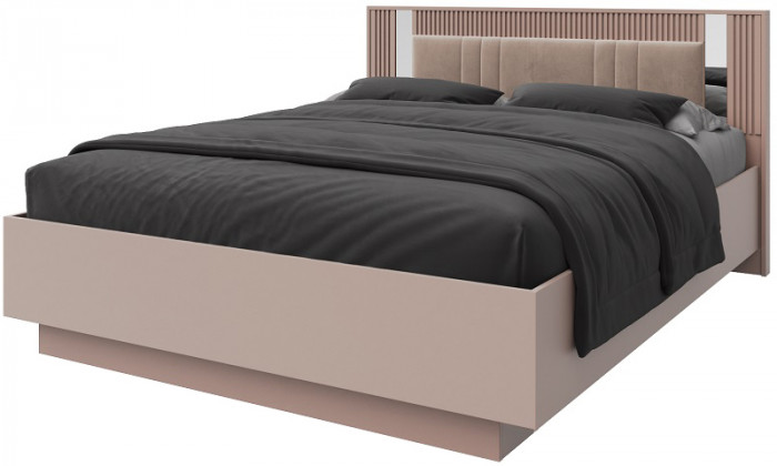 Кровать двуспальная 160х200 "Харди" с зеркальными вставками - Латте/Ирландский ликер