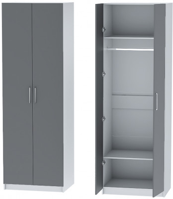 Шкаф двухдверный №1 "Иннэс-7" - Белый/Графит