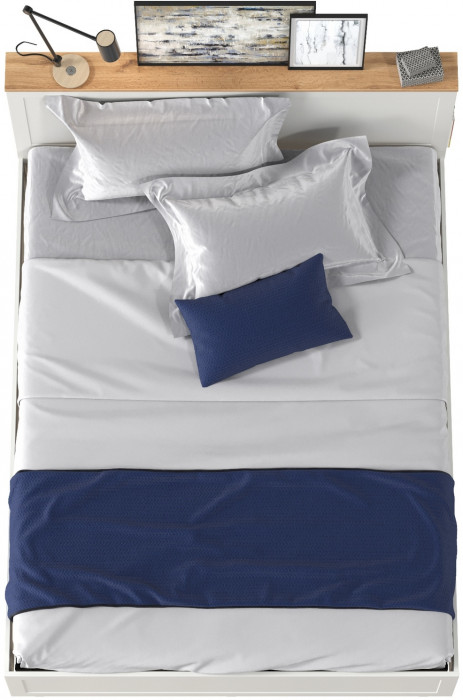 Остин 11.53 Кровать БЕЗ ортопеда, цвет белый шагрень/дуб крафт золотой, ШхГхВ 164,6х217,2х99,3 см., сп. м. 1600х2000 мм, б/м, б/о