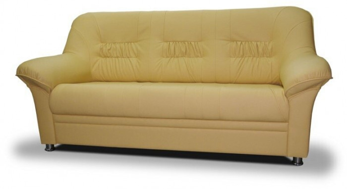 Диван кожаный бежевый, прямой 3-х местный, для дома, офиса, гостиной, кабинета Карелия