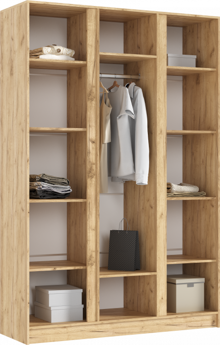 Келвин Шкаф 3-х створчатый 1500, Графит, Дуб Крафт