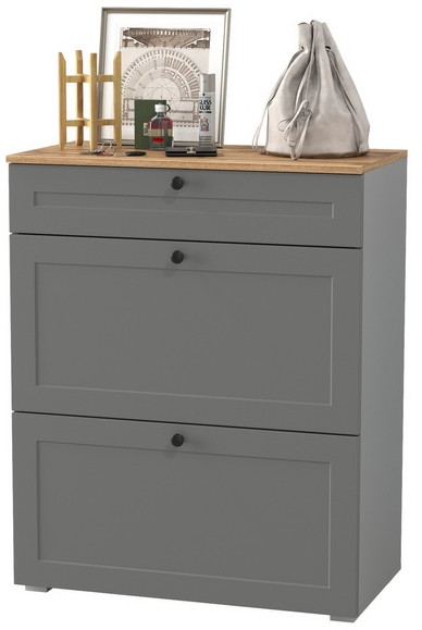 Остин 16.121 Тумба для обуви, серый графит/дуб крафт золотой