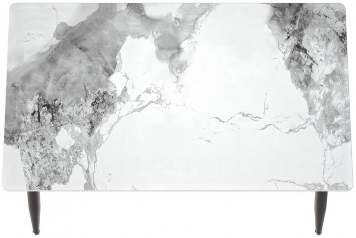 Обеденный стол Мебель--24 DT-27, цвет белый мрамор(глянцевая), ШхГхВ 120х70х75 см., столешница камень 10,5 мм., ножки металл, макс. нагрузка 80 кг.