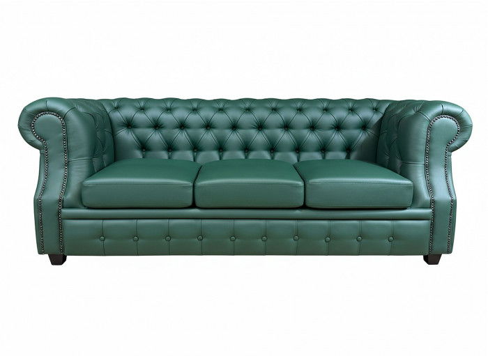 Диван офисный Честер ЛОФТ 3-х местный, экокожа зеленый