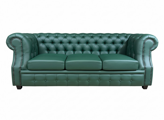 Диван офисный Честер ЛОФТ 3-х местный, экокожа зеленый