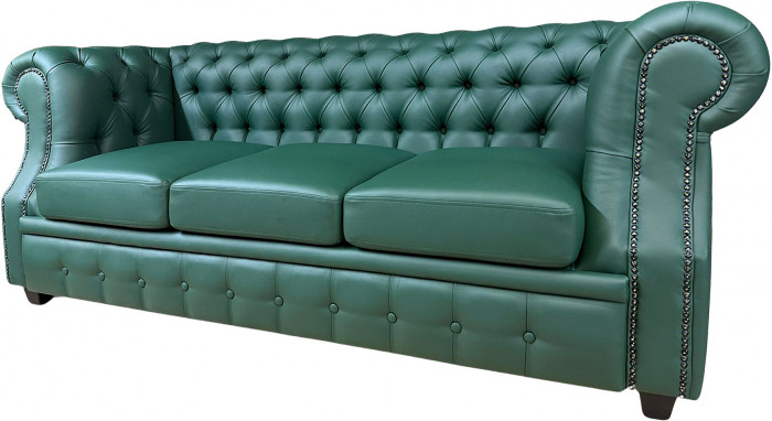 Диван офисный Честер ЛОФТ 3-х местный, экокожа зеленый