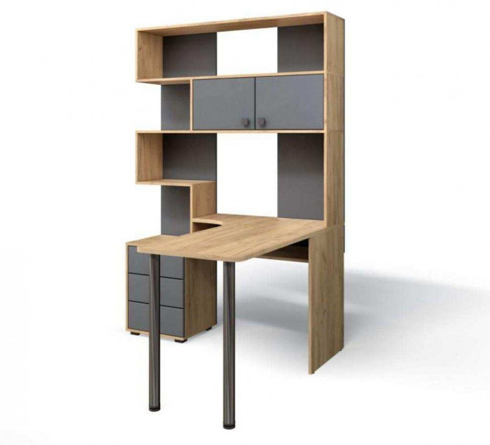 Стол Компьютерный СК-10 ПРАВЫЙ Дуб крафт/Графит