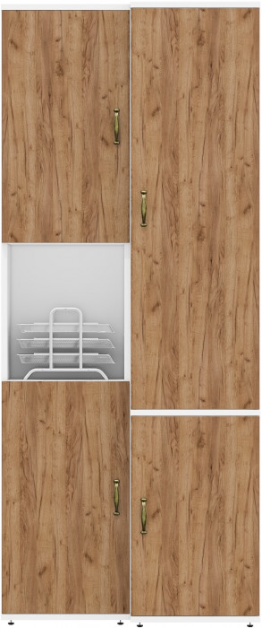 Лидер-8 Модуль Пенал + Пенал МД 22Б, цвет белый шагрень/крафт золото, ШхГхВ 80х37,5х190 см., универсальная сборка