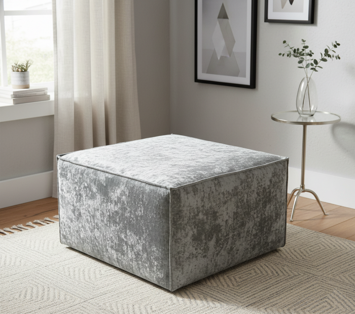 Пуф Лофт №2 70х70х44, плюш серый