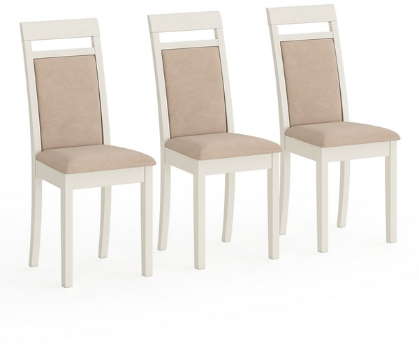 Три стула Мебель--24 Гольф-12 разборных, цвет слоновая кость, обивка ткань велюр бежевый 05, 40х40х100 см., от пола до верха сиденья 47 см.(мягк сп)