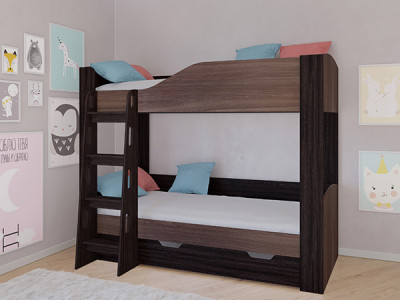 Кровать двухъярусная АСТРА 2 Венге/Дуб Шамони с ящиком