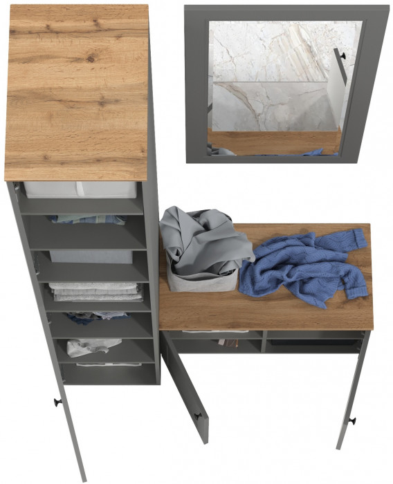 Остин Прихожая 24, цвет серый графит/дуб крафт золотой, ШхГхВ 120х54,3х229,6 см., универсальная сборка