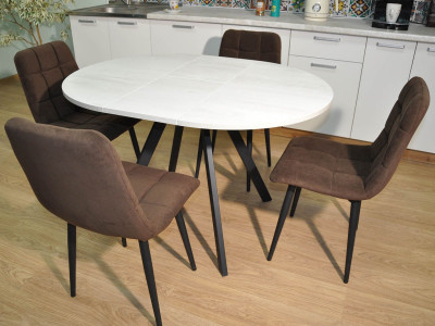 Обеденная группа Нарди / Стул Х 4 шт. / Бетон белый/черный / бид 10