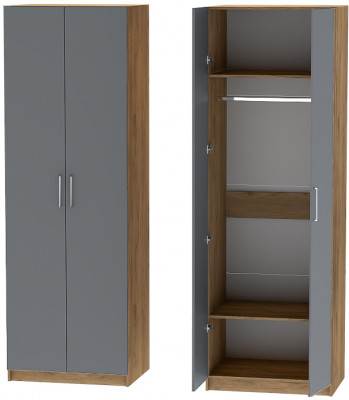 Шкаф двухдверный №1 "Иннэс-7" - Крафт золотой/Графит