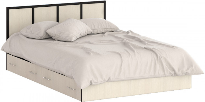 Сакура Кровать с ящиками 1400, цвет венге/дуб лоредо, ШхГхВ 143,5х203,5х80 см., сп.м. 1400х2000 мм., без матраса, основание есть, универсальная сборка