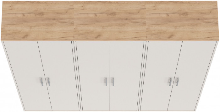 Три шкафа для одежды Домино 2-3430дкз/к.с, цвет дуб крафт золотой/кашемир серый, ШхГхВ 180х36х202 см.