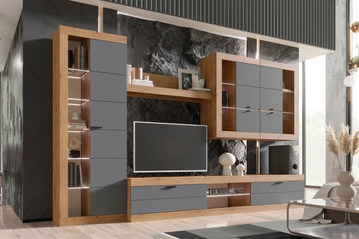 Прага Модульная Гостиная, вариант №2, вотан/Графит