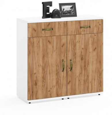 Лидер-8 Тумба МД 3.15 2 шт., цвет белый шагрень/крафт золото, ШхГхВ 80х30х75 см., универсальная сборка