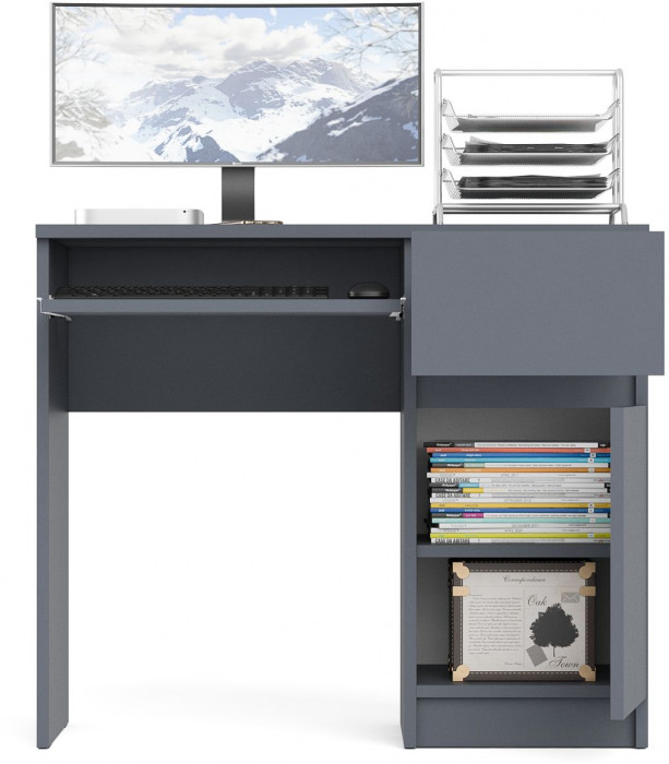 Мори Стол компьютерный МС-1 правый, цвет графит, ШхГхВ 90х50х76,6 см., выдвижной ящик справа, НЕ универсальная сборка