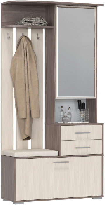 Прихожая 2-3431бод.тем/св Домино - Шкаф с вешалкой, цвет бодега тёмный/бодега светлый, ШхГхВ 100х36х202 см., универсальная сборка