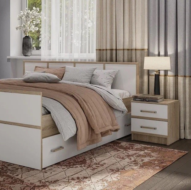 Тумба прикроватная с ящиками Сакура, дуб сонома