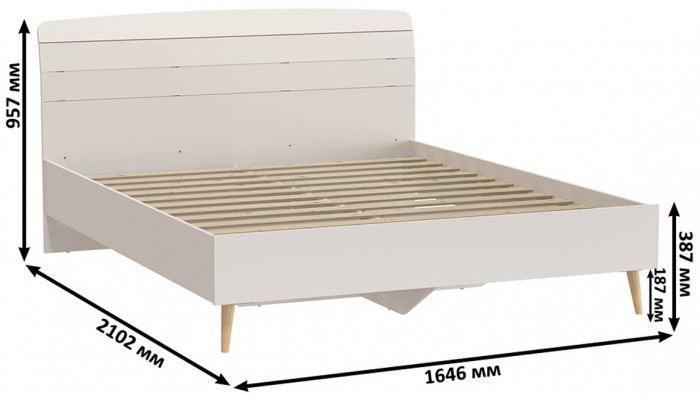 Афина Спальня Кровать 1600 + Шкаф 2-х дверный, цвет кашемир серый, ШхГхВ 164,6х210,2х95,6 + 90,3х56,3х220 см., сп.м. 1600х2000 мм., б/м, осн. есть