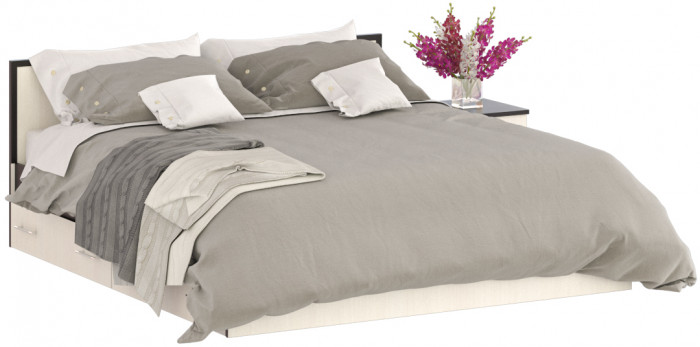 Сакура Кровать с ящиками 1800 + тумба, цвет венге/дуб лоредо, ШхГхВ 224х203,5х80 см., сп.м. 1800х2000 мм., б/м, основание есть, универсальная сборка