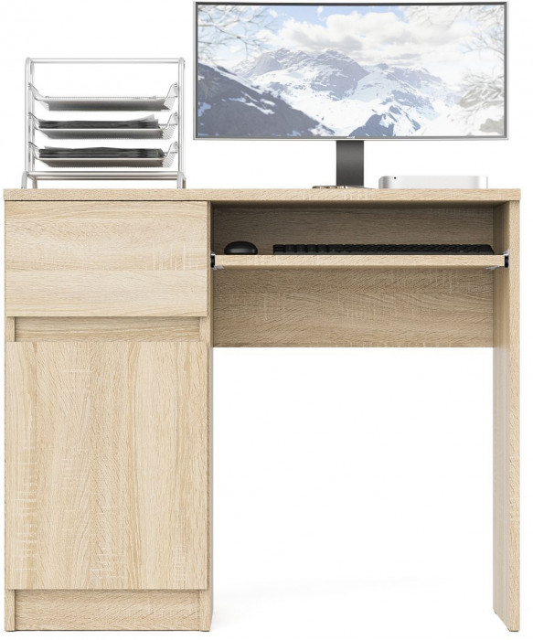 Мори Стол компьютерный МС-1 левый, цвет дуб сонома, ШхГхВ 90х50х76,6 см., выдвижной ящик слева, НЕ универсальная сборка