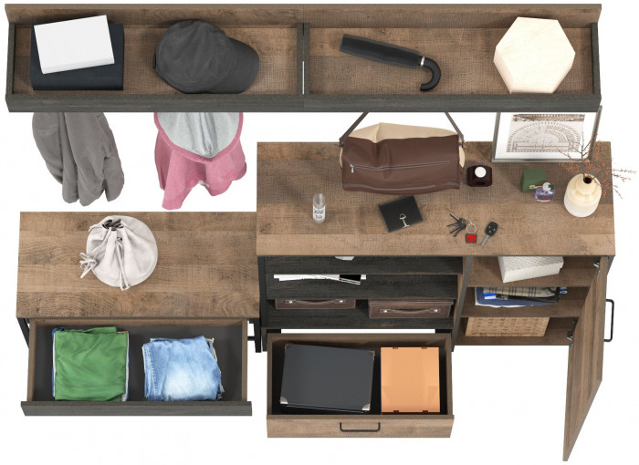 Трувор Прихожая 184, цвет дуб гранж песочный/интра, ШхГхВ 189х36,9х195 см., универсальная сборка