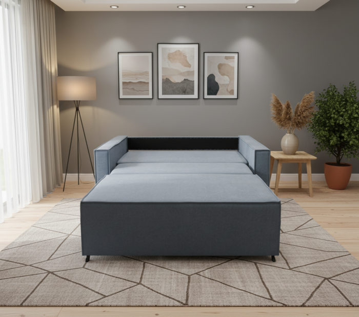 Диван-аккордеон Лофт 140х200, ППУ, велюр серый