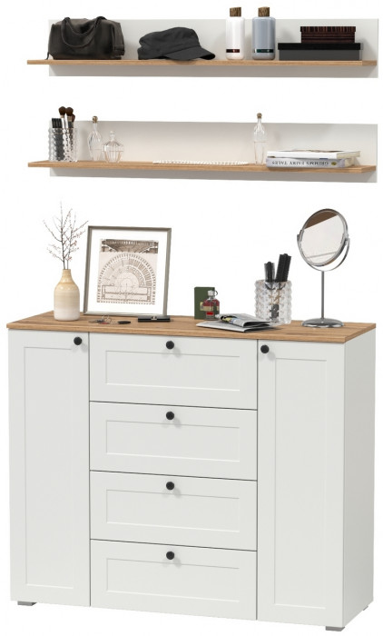 Остин Прихожая 71, цвет белый шагрень/дуб крафт золотой, ШхГхВ 120х41,9х180 см.