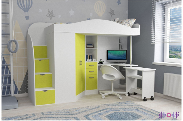 Кровать-чердак Юниор 4 (Винтерберг/Ирис)