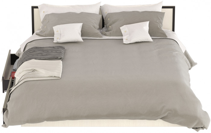 Сакура Кровать с ящиками 1800, цвет венге/дуб лоредо, ШхГхВ 183,5х203,5х80 см., сп.м. 1800х2000 мм., без матраса, основание есть, универсальная сборка