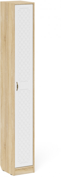 Прихожая П-6 Компоновка № 30, цвет дуб сонома/фасады МДФ белое дерево фрезеровка ромб, ШхГхВ 150х50х210 см., универсальная сборка