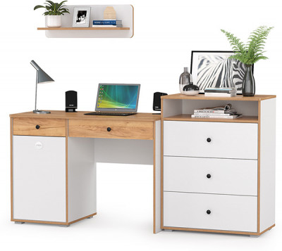 Вуди Компоновка № 47, цвет белый премиум/дуб крафт золотой, ШхГхВ 180х52,7х170 см., универсальная сборка