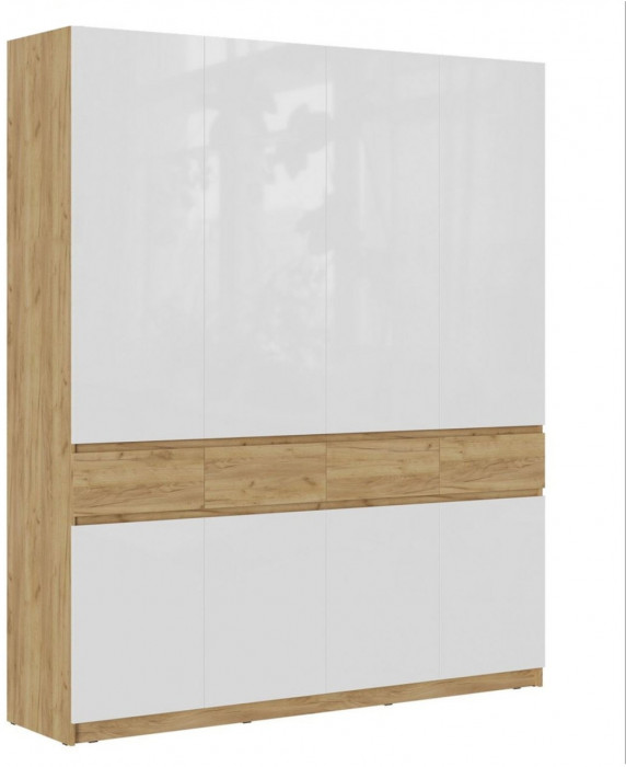 Шкаф Бостон МДФ ШК-004, Дуб Крафт Золотой/Белый глянец