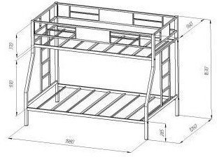 Двухъярусная кровать Гранада, коричневая