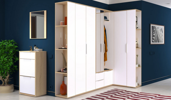 Куба Комод 13.114, цвет дуб сонома/белый премиум, ШхГхВ 50х28,3х101,6 см.