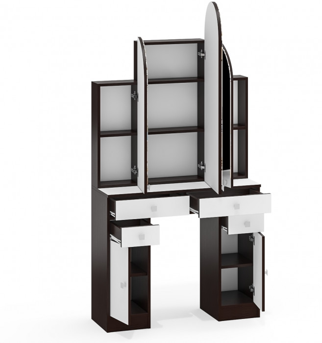 Туалетный столик Трельяж МД №2, цвет венге/белый шагрень, ШхГхВ 90х31х178 см. (Трельяж (Туалетный столик № 2))