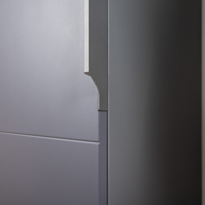 Октава Прихожая 51, цвет белый шагрень/серый графит/дуб крафт золотой/фасады МДФ белый шагрень/серый графит, ШхГхВ 129,3х35,4х197,6 см., ун. сб.