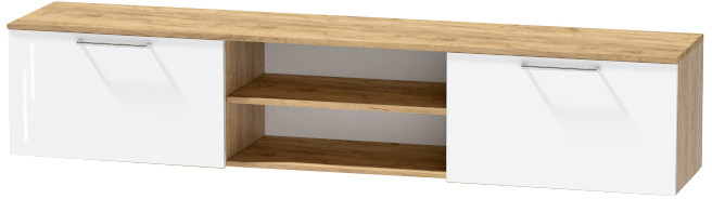 Тумба-2 под ТВ подвесная "Иннэс-7", Крафт золотой/Белый глянец